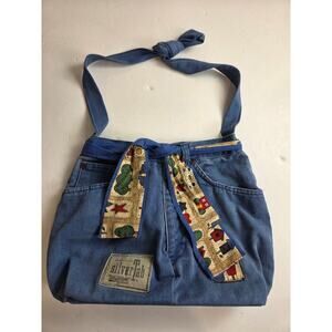 Denim Purse Handbag Handmade with Shoulder Strap and Magentic Closure Upcycled
